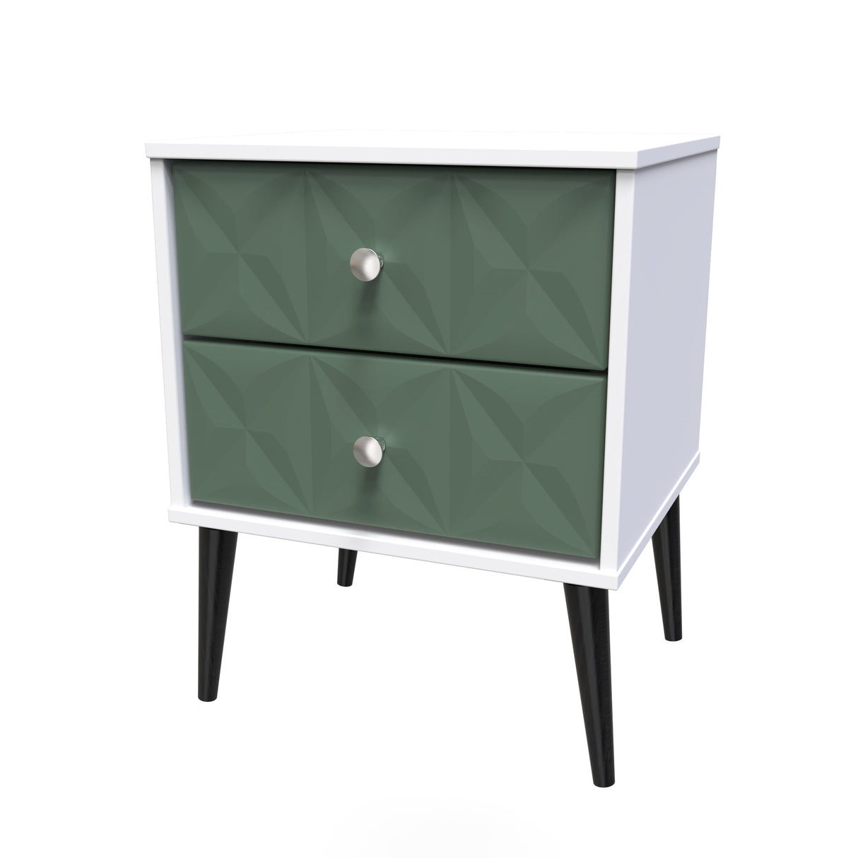 Pixel 2 Drawer Bedside Cabinet with Dark Scandinavian Legs - Welcome Furniture