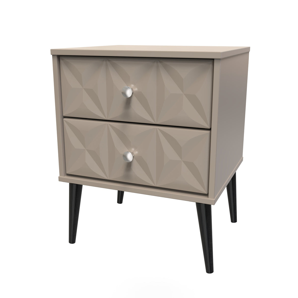 Pixel 2 Drawer Bedside Cabinet with Dark Scandinavian Legs - Welcome Furniture