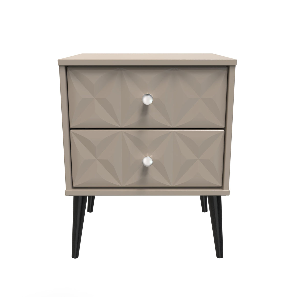 Pixel 2 Drawer Bedside Cabinet with Dark Scandinavian Legs - Welcome Furniture