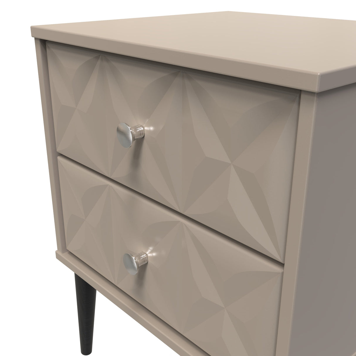 Pixel 2 Drawer Bedside Cabinet with Dark Scandinavian Legs - Welcome Furniture