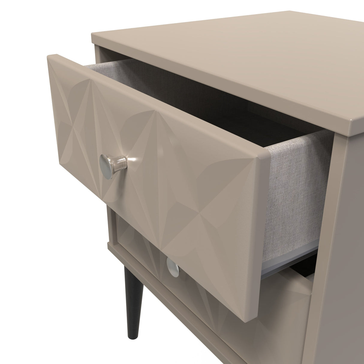 Pixel 2 Drawer Bedside Cabinet with Dark Scandinavian Legs - Welcome Furniture
