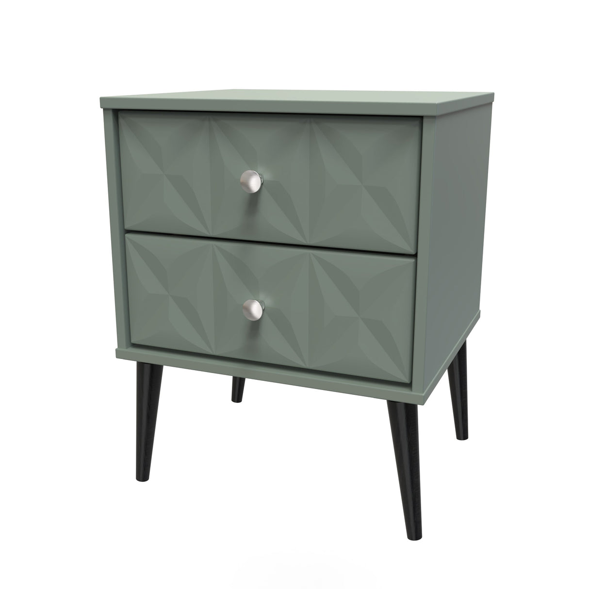 Pixel 2 Drawer Bedside Cabinet with Dark Scandinavian Legs - Welcome Furniture