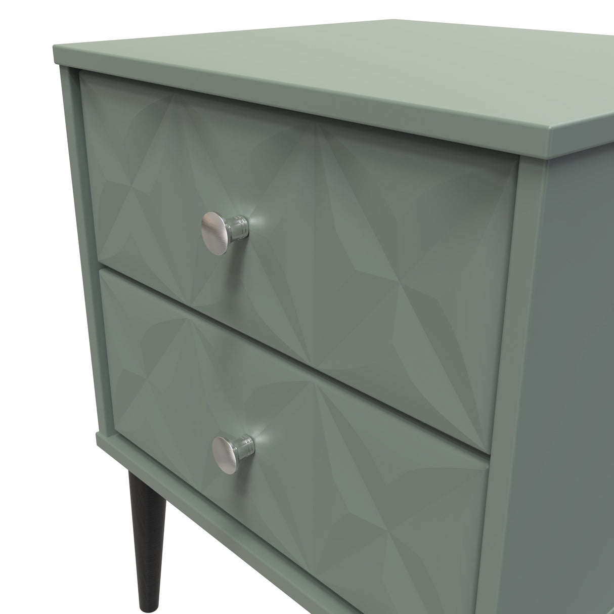 Pixel 2 Drawer Bedside Cabinet with Dark Scandinavian Legs - Welcome Furniture
