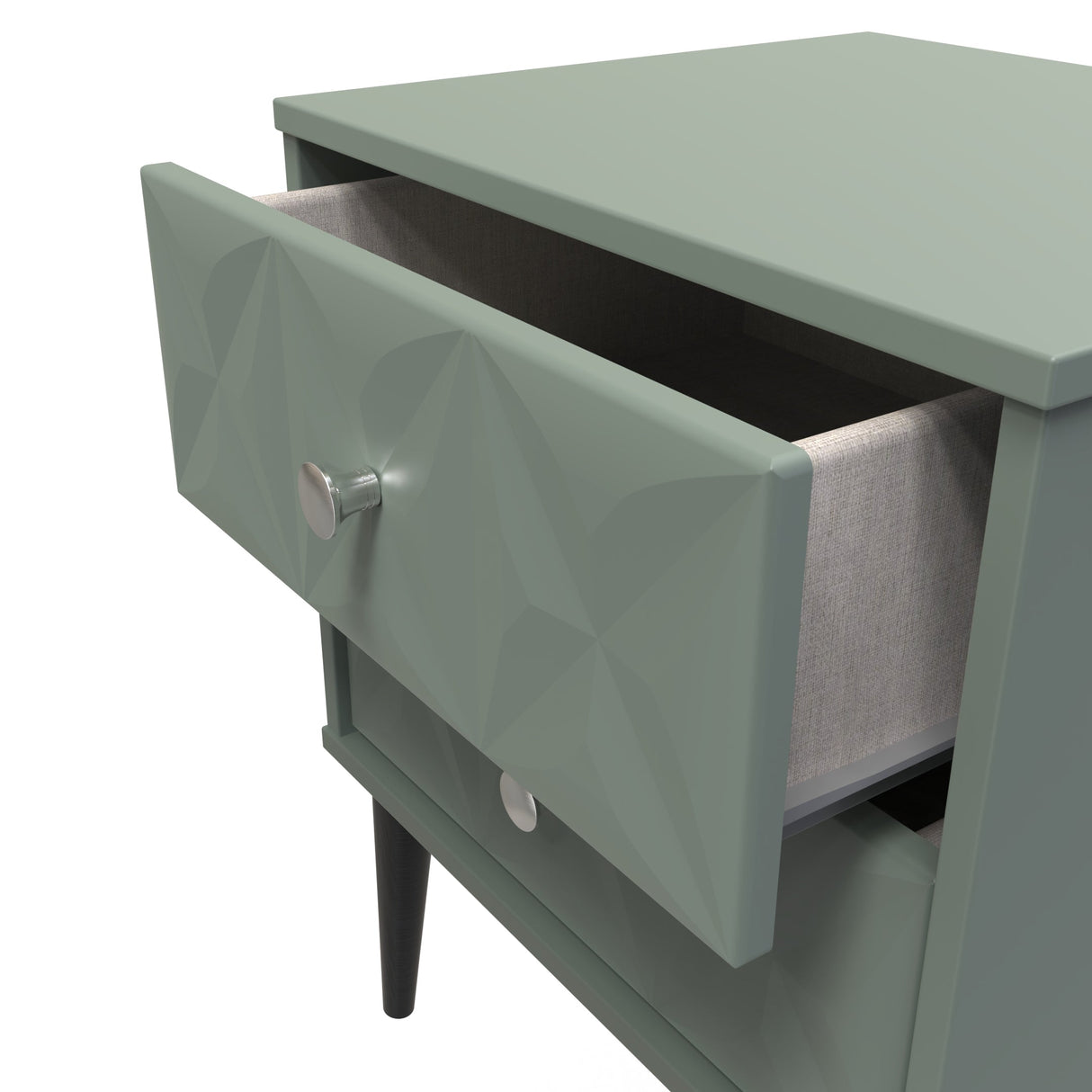 Pixel 2 Drawer Bedside Cabinet with Dark Scandinavian Legs - Welcome Furniture