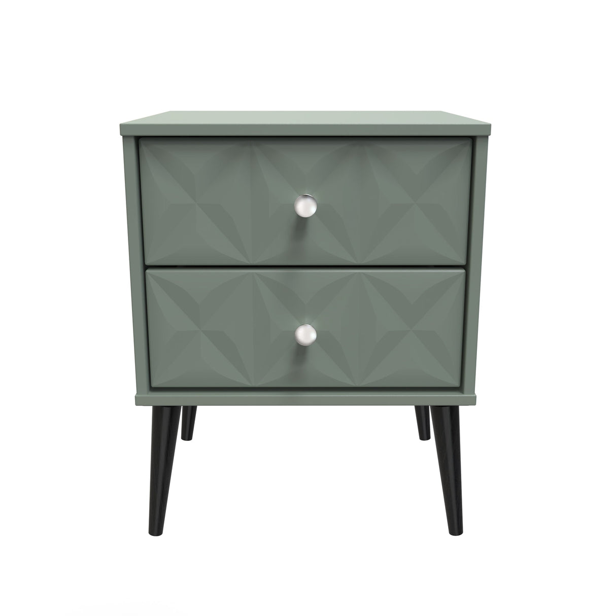Pixel 2 Drawer Bedside Cabinet with Dark Scandinavian Legs - Welcome Furniture