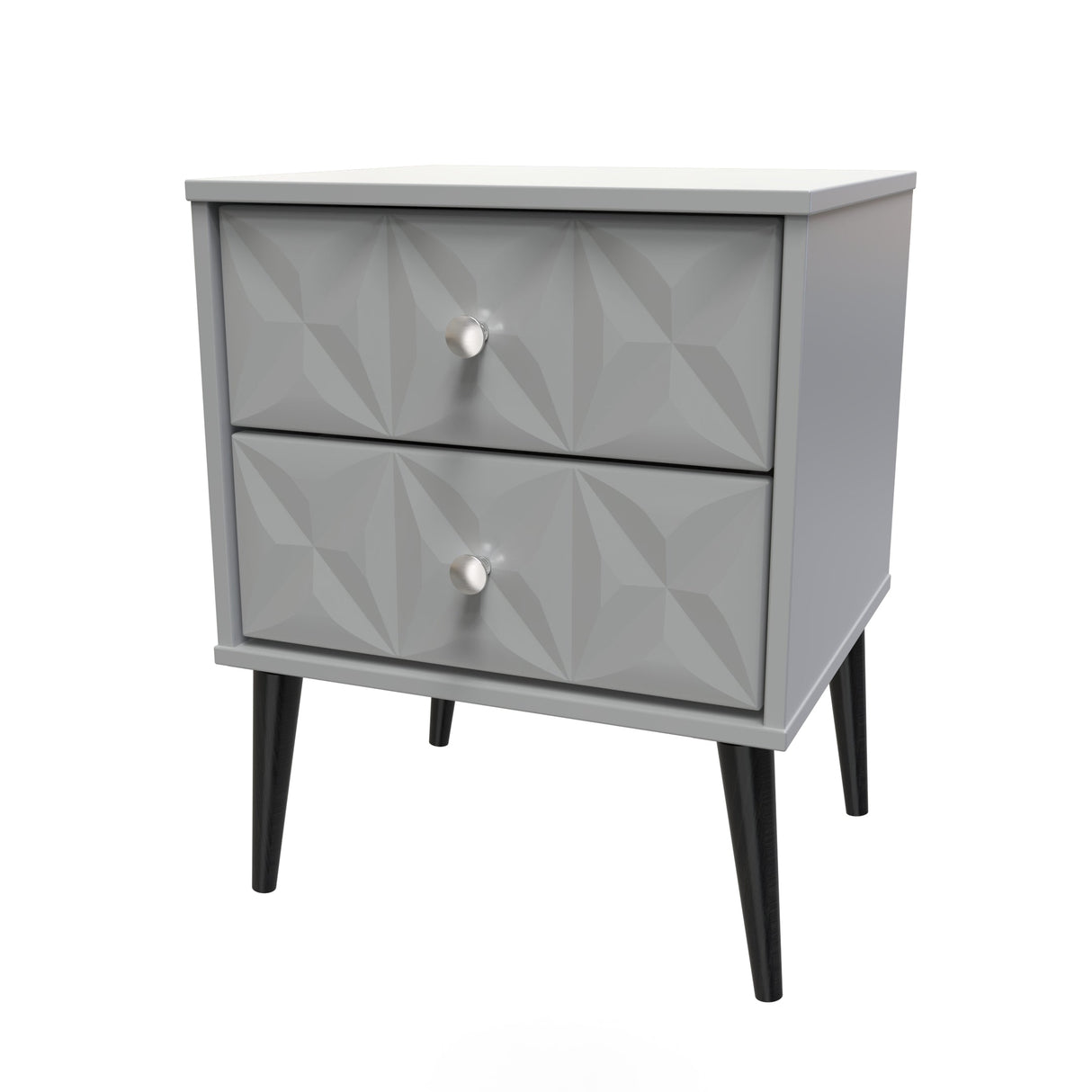 Pixel 2 Drawer Bedside Cabinet with Dark Scandinavian Legs - Welcome Furniture
