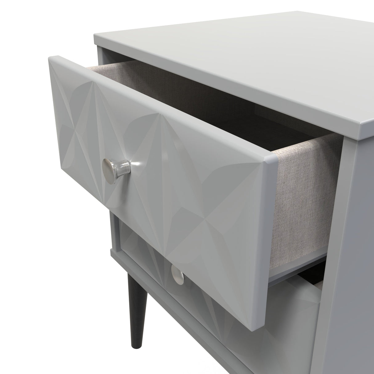 Pixel 2 Drawer Bedside Cabinet with Dark Scandinavian Legs - Welcome Furniture