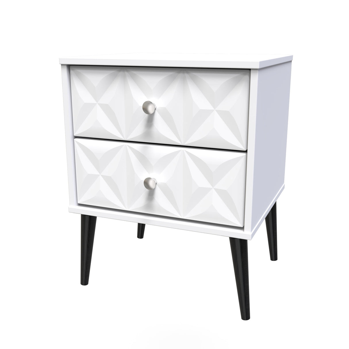 Pixel 2 Drawer Bedside Cabinet with Dark Scandinavian Legs - Welcome Furniture