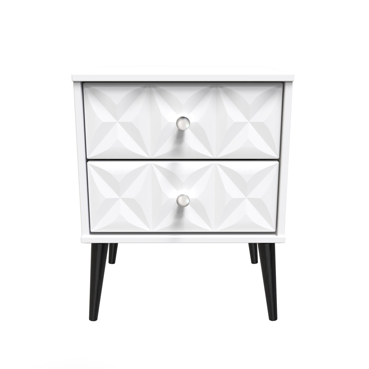 Pixel 2 Drawer Bedside Cabinet with Dark Scandinavian Legs - Welcome Furniture