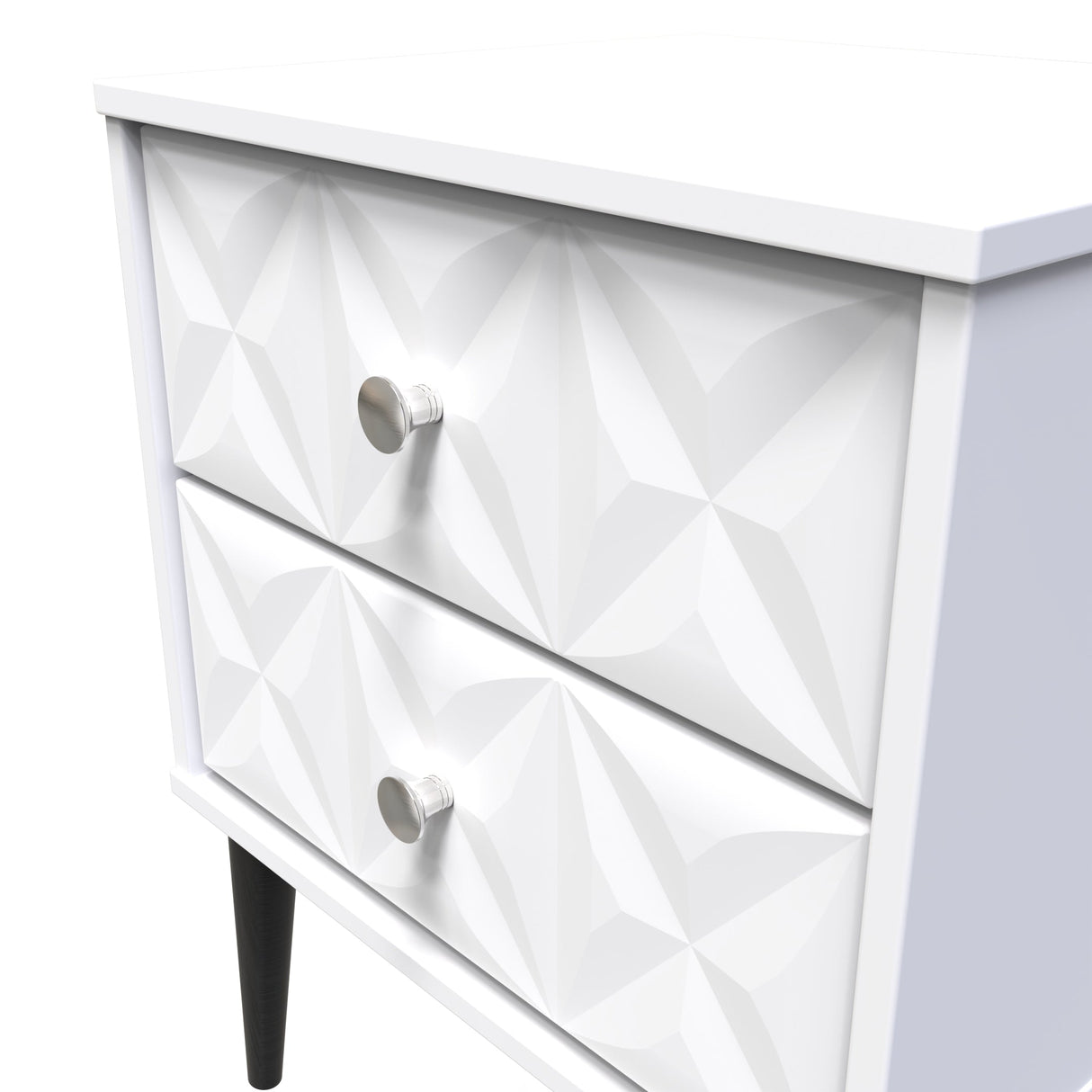 Pixel 2 Drawer Bedside Cabinet with Dark Scandinavian Legs - Welcome Furniture