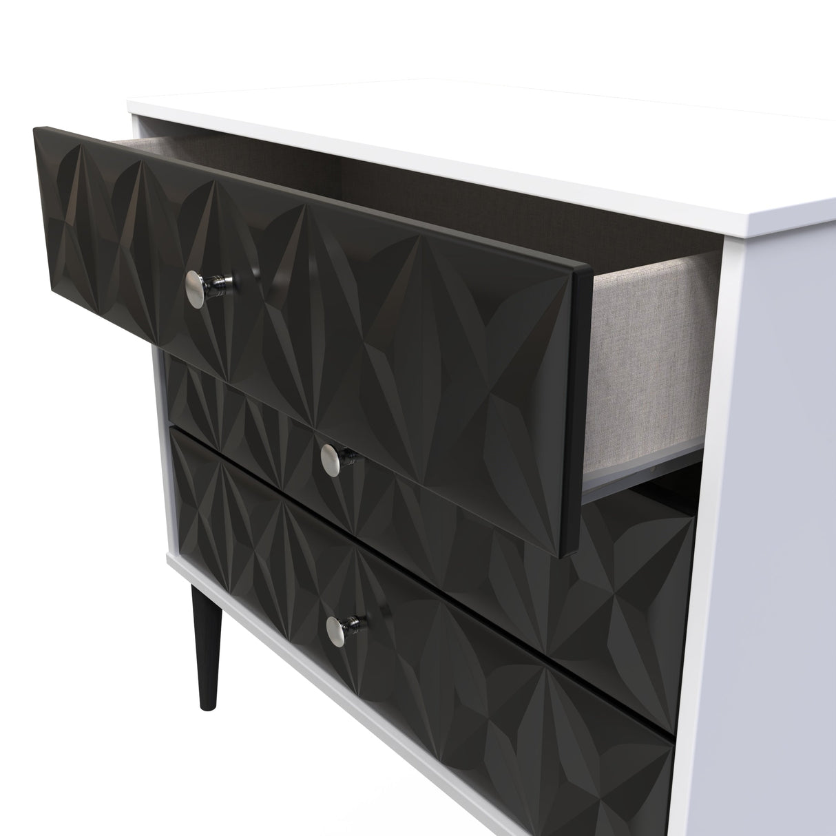 Pixel 3 Drawer Chest with Dark Scandinavian Legs - Welcome Furniture