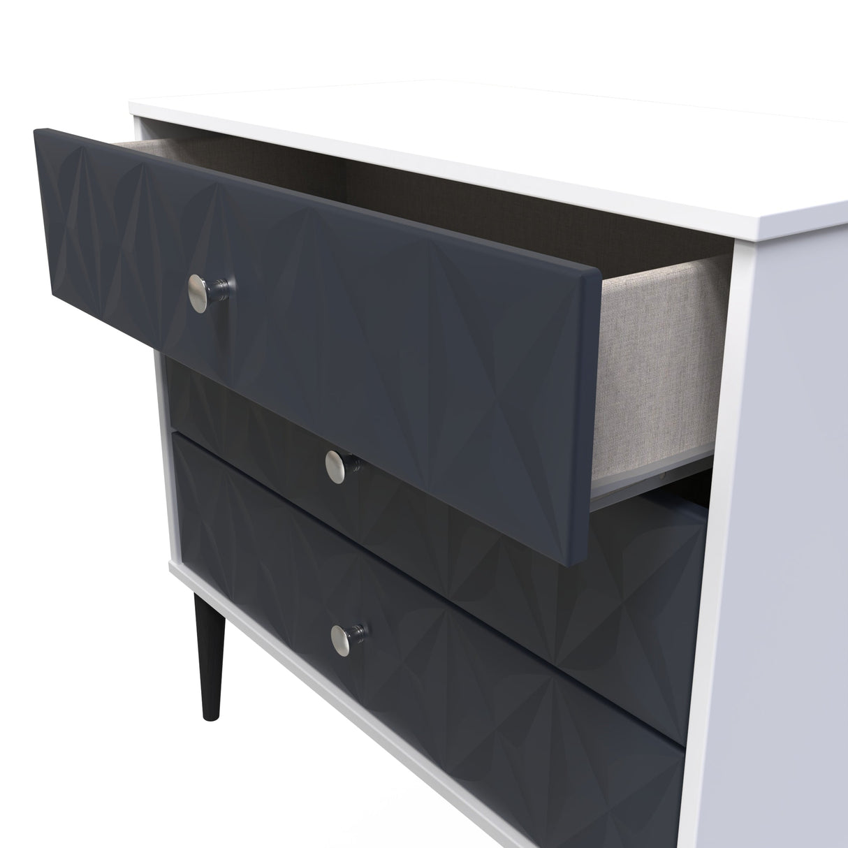 Pixel 3 Drawer Chest with Dark Scandinavian Legs - Welcome Furniture