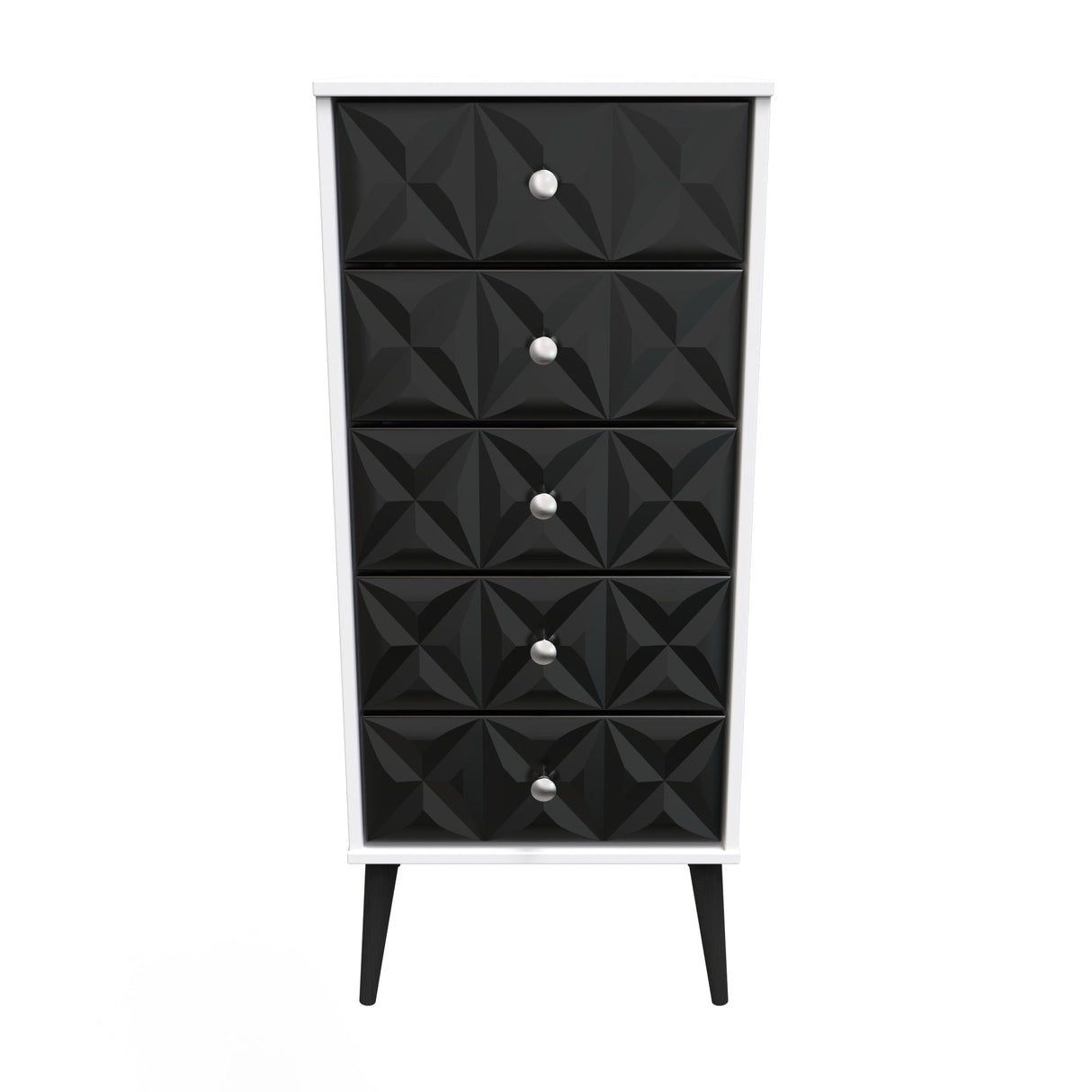 Pixel 5 Drawer Bedside Cabinet with Dark Scandinavian Legs - Welcome Furniture