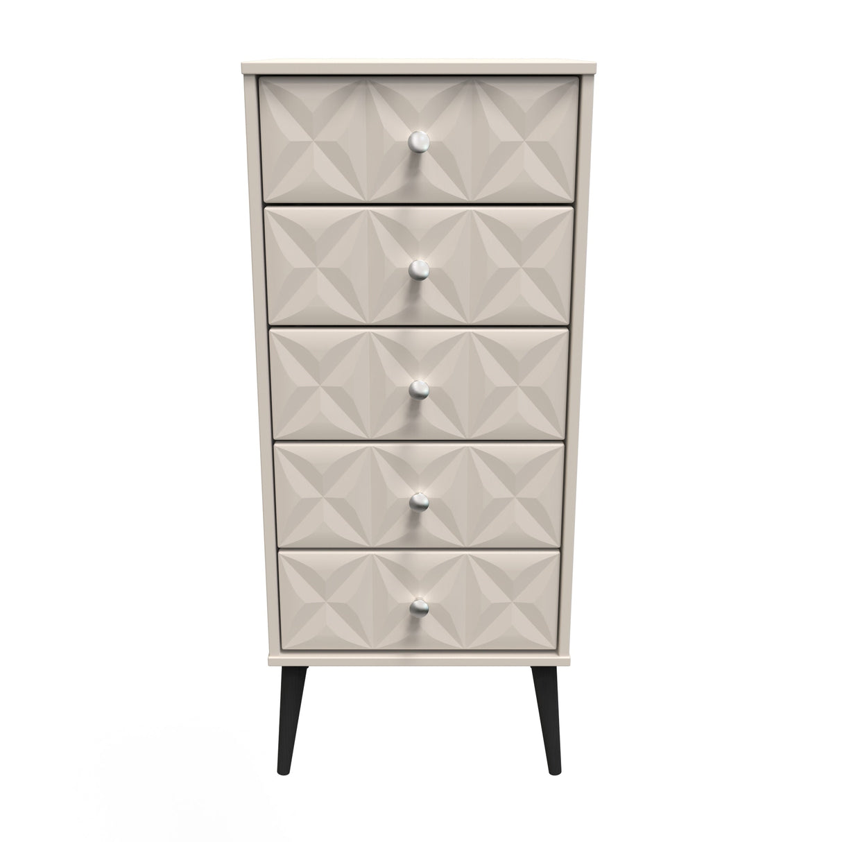 Pixel 5 Drawer Bedside Cabinet with Dark Scandinavian Legs - Welcome Furniture