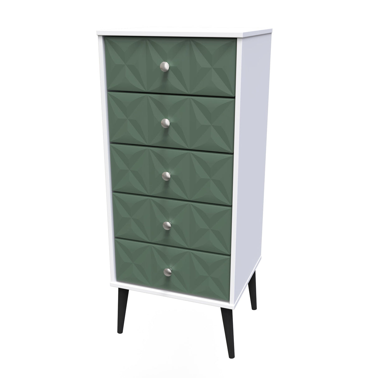 Pixel 5 Drawer Bedside Cabinet with Dark Scandinavian Legs - Welcome Furniture