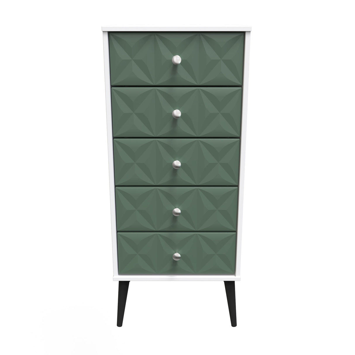 Pixel 5 Drawer Bedside Cabinet with Dark Scandinavian Legs - Welcome Furniture