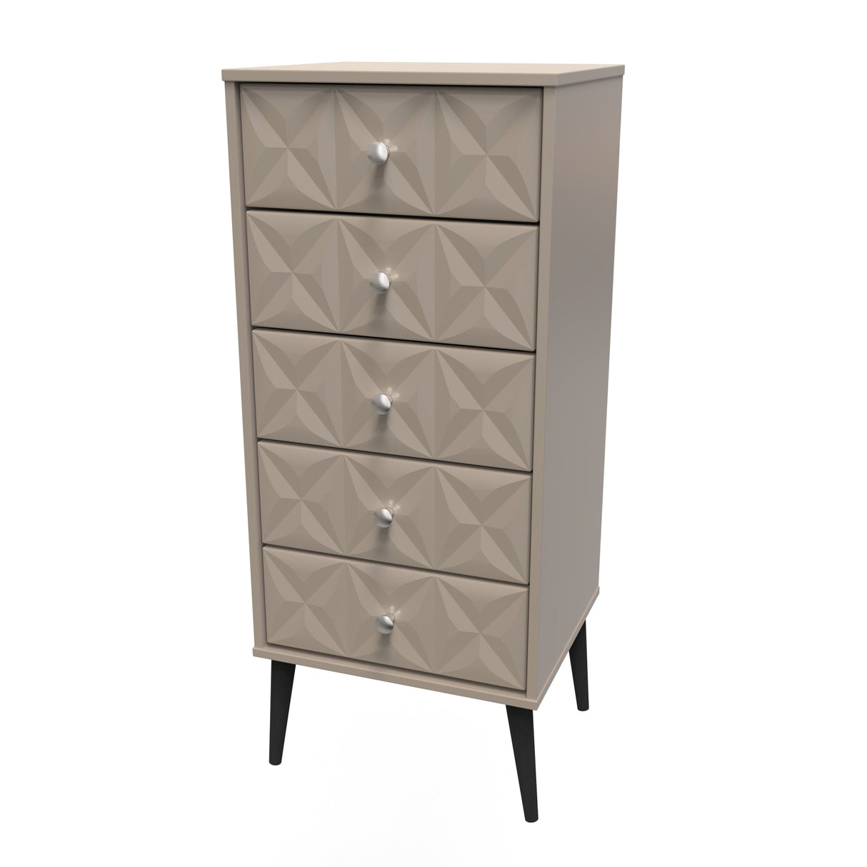 Pixel 5 Drawer Bedside Cabinet with Dark Scandinavian Legs - Welcome Furniture