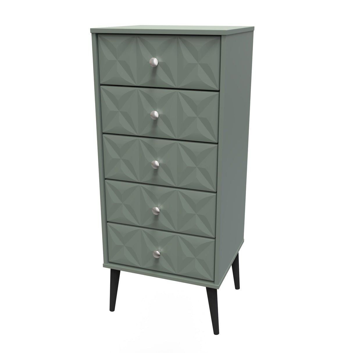 Pixel 5 Drawer Bedside Cabinet with Dark Scandinavian Legs - Welcome Furniture