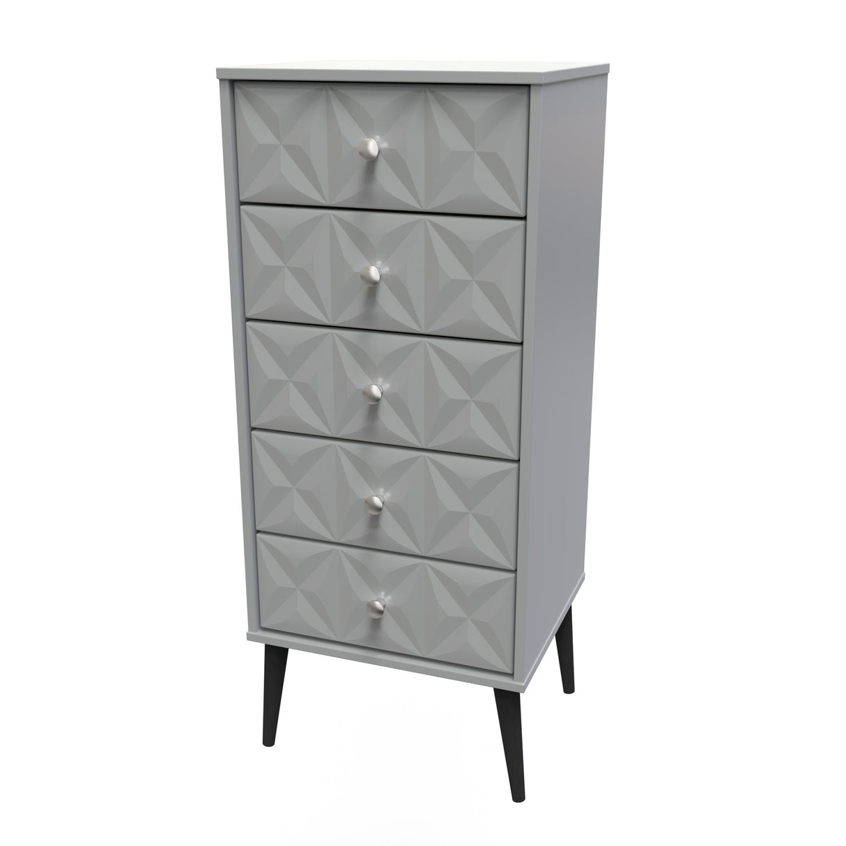 Pixel 5 Drawer Bedside Cabinet with Dark Scandinavian Legs - Welcome Furniture