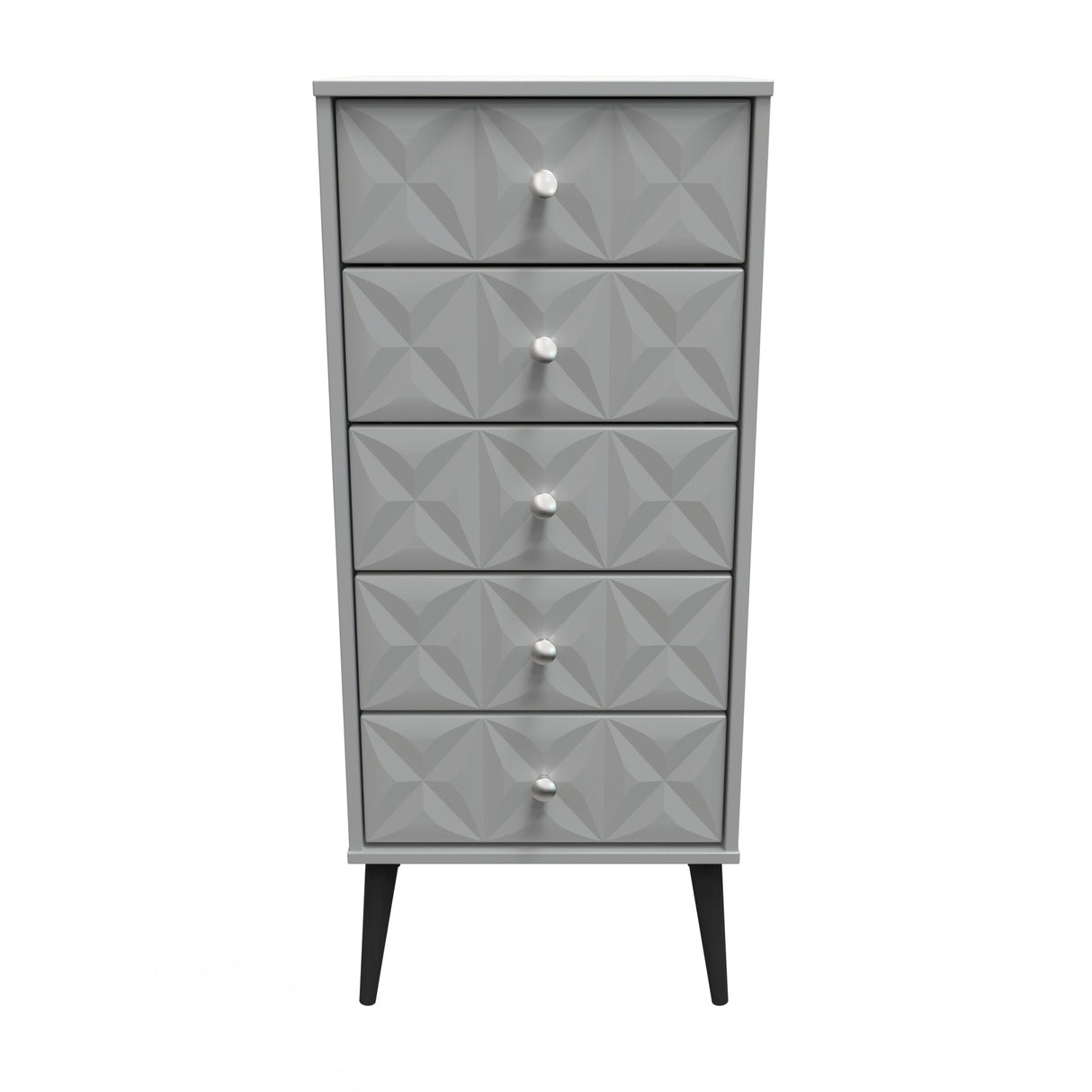 Pixel 5 Drawer Bedside Cabinet with Dark Scandinavian Legs - Welcome Furniture