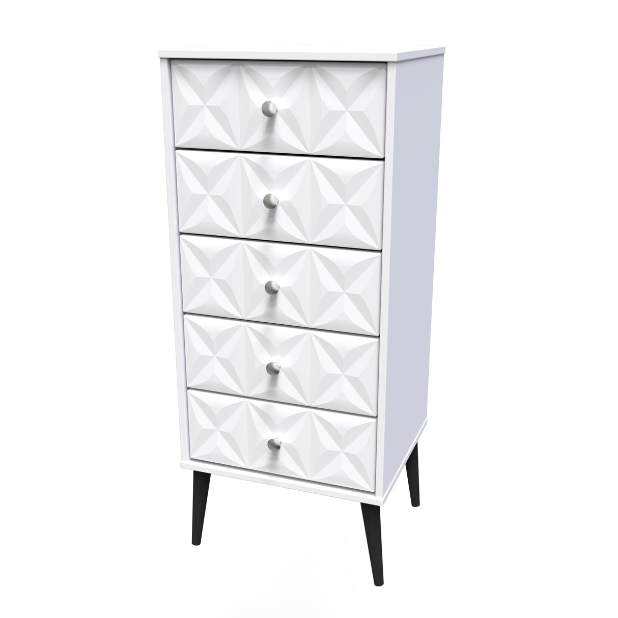 Pixel 5 Drawer Bedside Cabinet with Dark Scandinavian Legs - Welcome Furniture