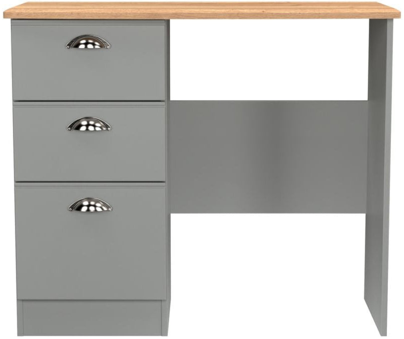 Victoria 3 Drawer Single Pedestal Dressing Table with Oak Top