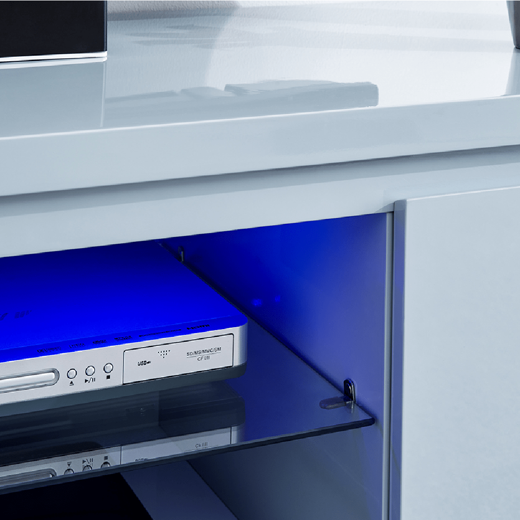 Polar LED Large 2 Door 1 Shelf TV Unit - GFW