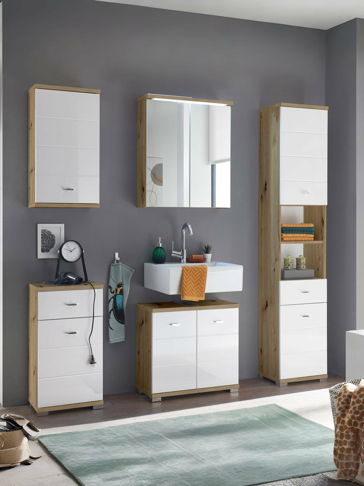 Pool 1 Door 1 Drawer Bathroom Storage Cabinet - Julian Bowen