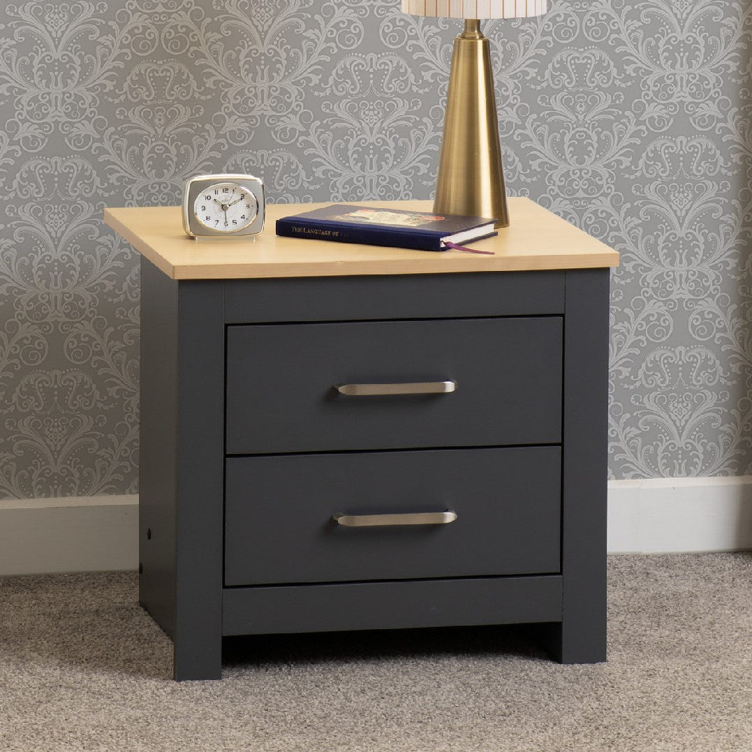 Portland 2 Drawer Bedside Table - Seconique