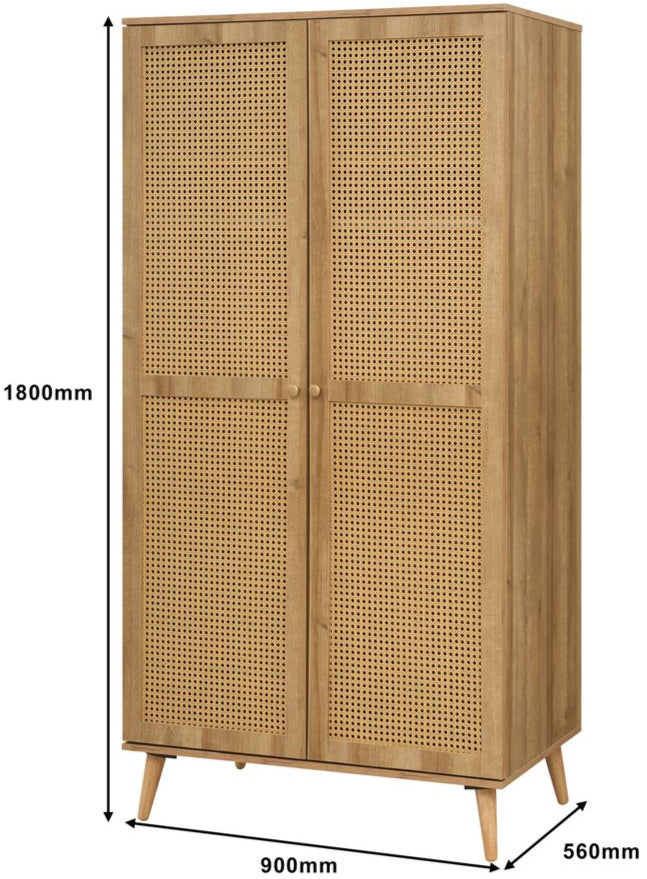 Manila Rattan 2 Door Double Wardrobe