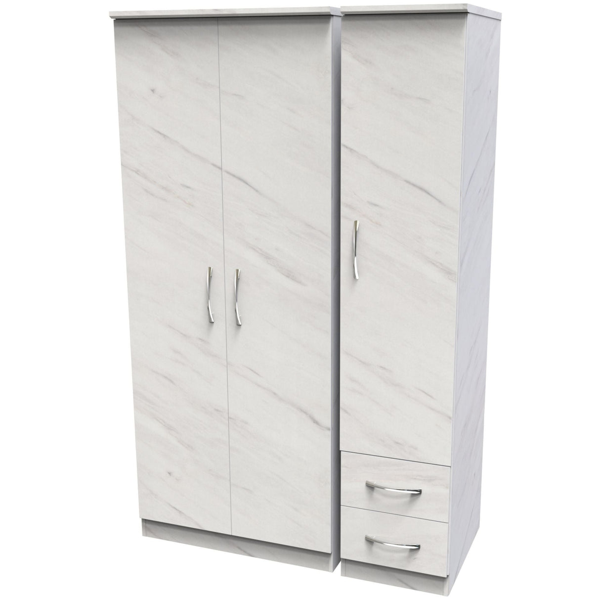 Avon 2 Drawer 3 Door Triple Plain Wardrobe
