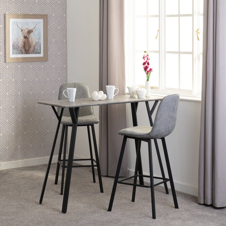 Quebec Breakfast Bar Set with 2 Faux Leather Stools - Seconique