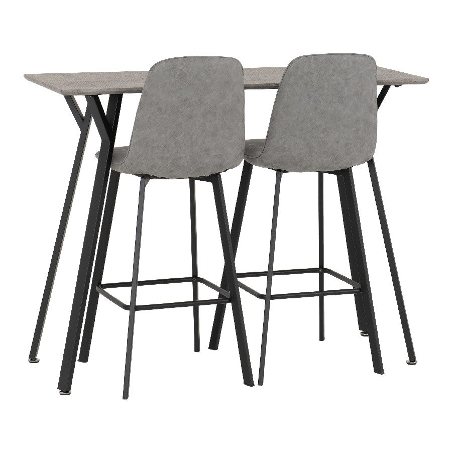 Quebec Breakfast Bar Set with 2 Faux Leather Stools - Seconique