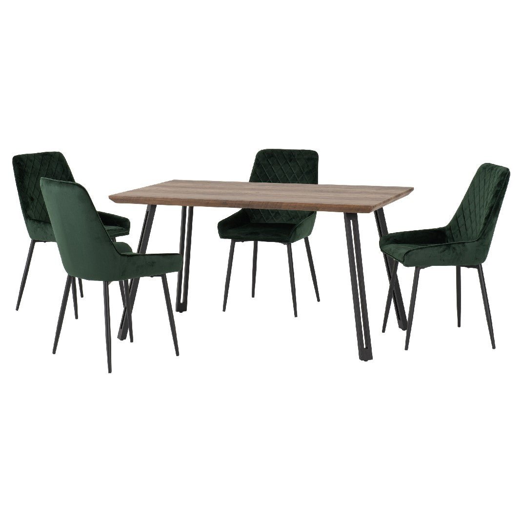 Quebec Straight Edge Dining Set with 4 Avery Chairs - Seconique