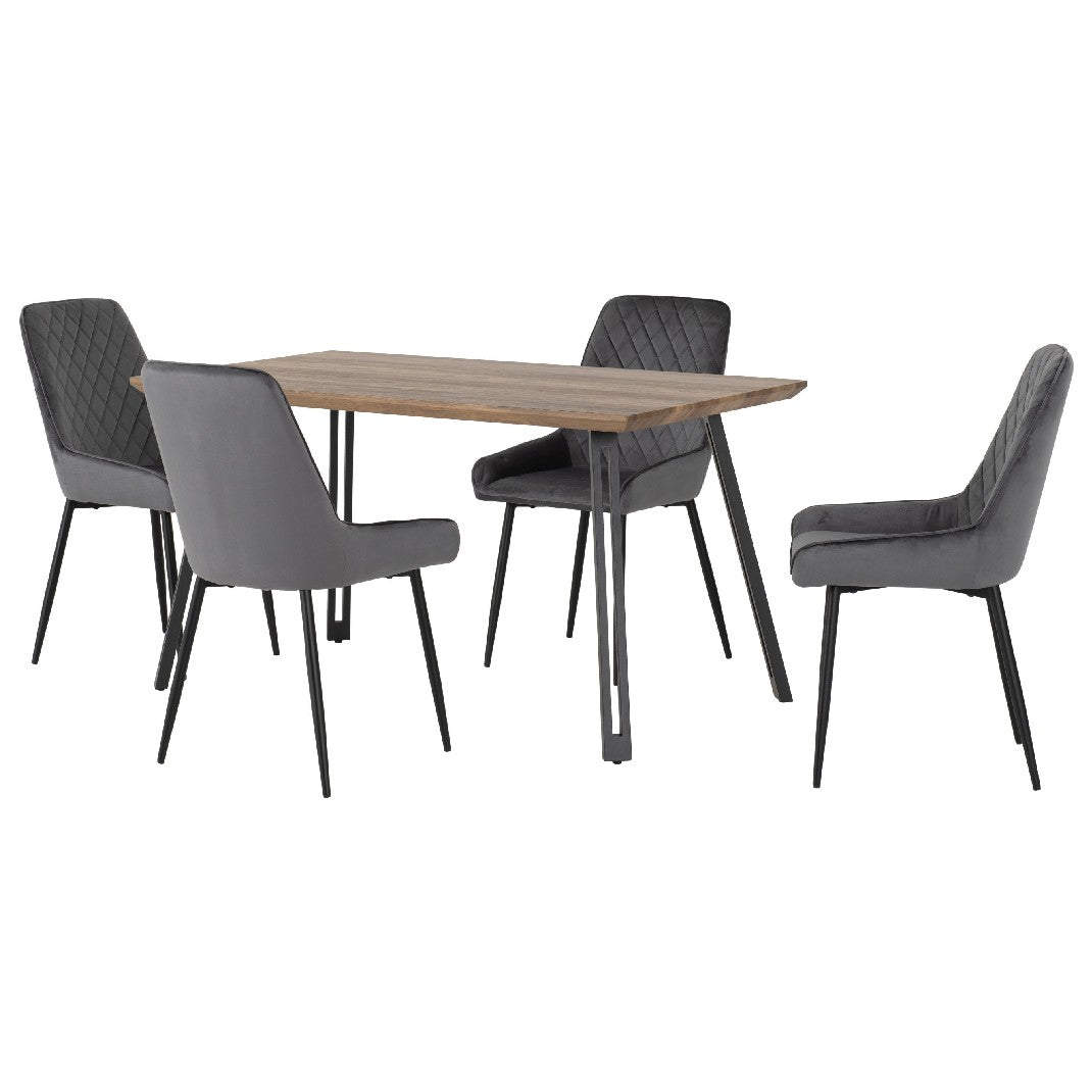 Quebec Straight Edge Dining Set with 4 Avery Chairs - Seconique