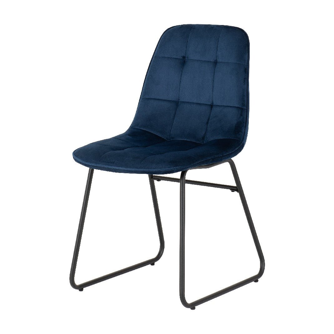 Quebec Straight Edge Dining Set with 4 Velvet Lukas Chairs - Seconique