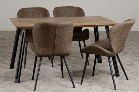 Quebec Straight Edge Dining Table Set with 4 Chairs - Seconique