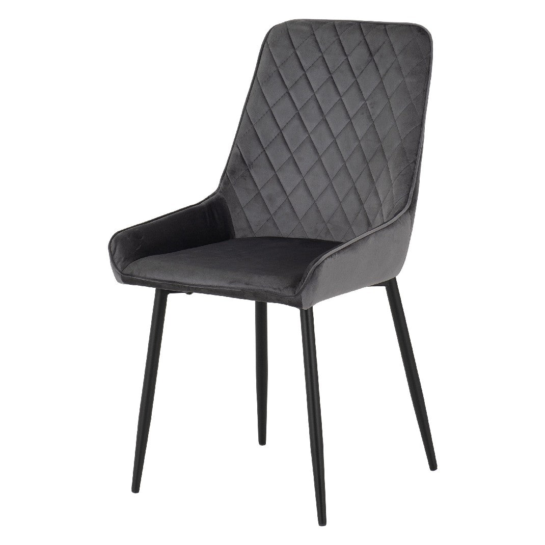 Quebec Wave Edge Dining Set with 4 Velvet Avery Chairs - Seconique