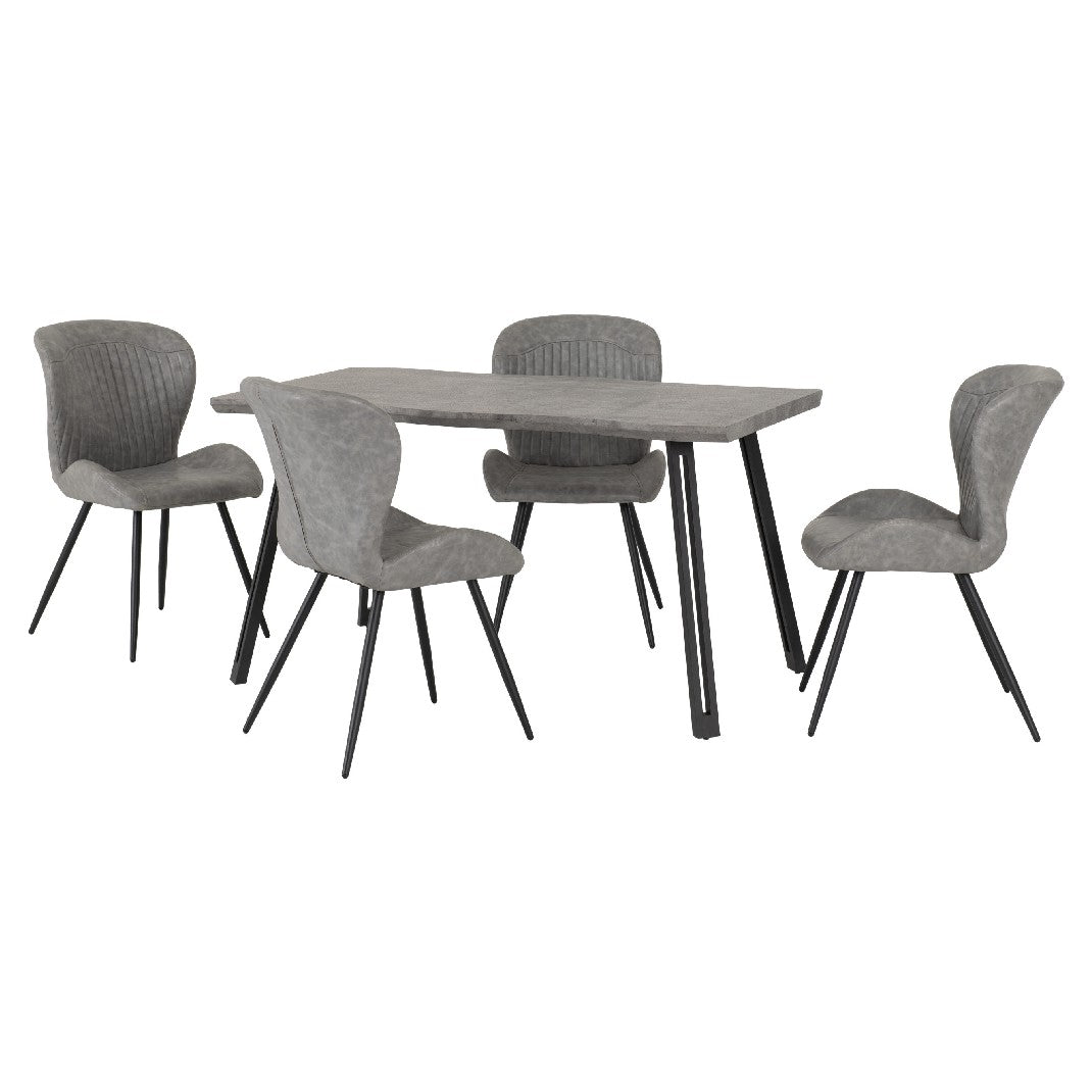 Quebec Wave Edge Dining Table Set with 4 Chairs - Seconique