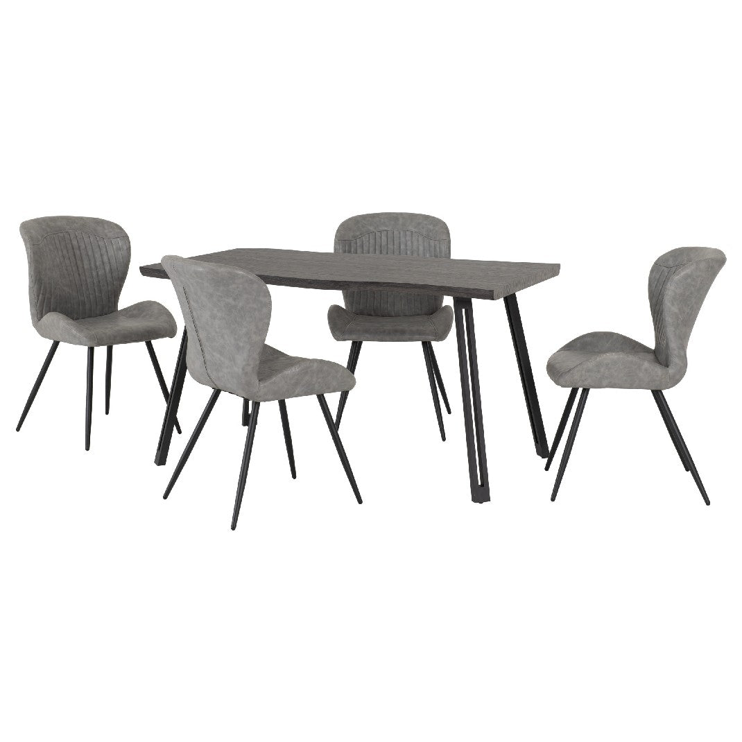 Quebec Wave Edge Dining Table Set with 4 Chairs - Seconique