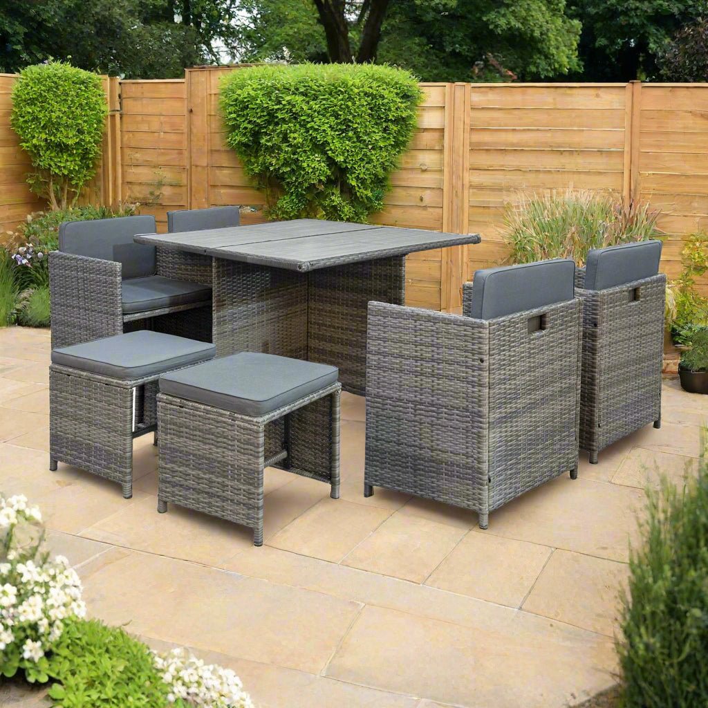 Rattan 9 Piece Cube Garden Furniture Dining Set - TGC