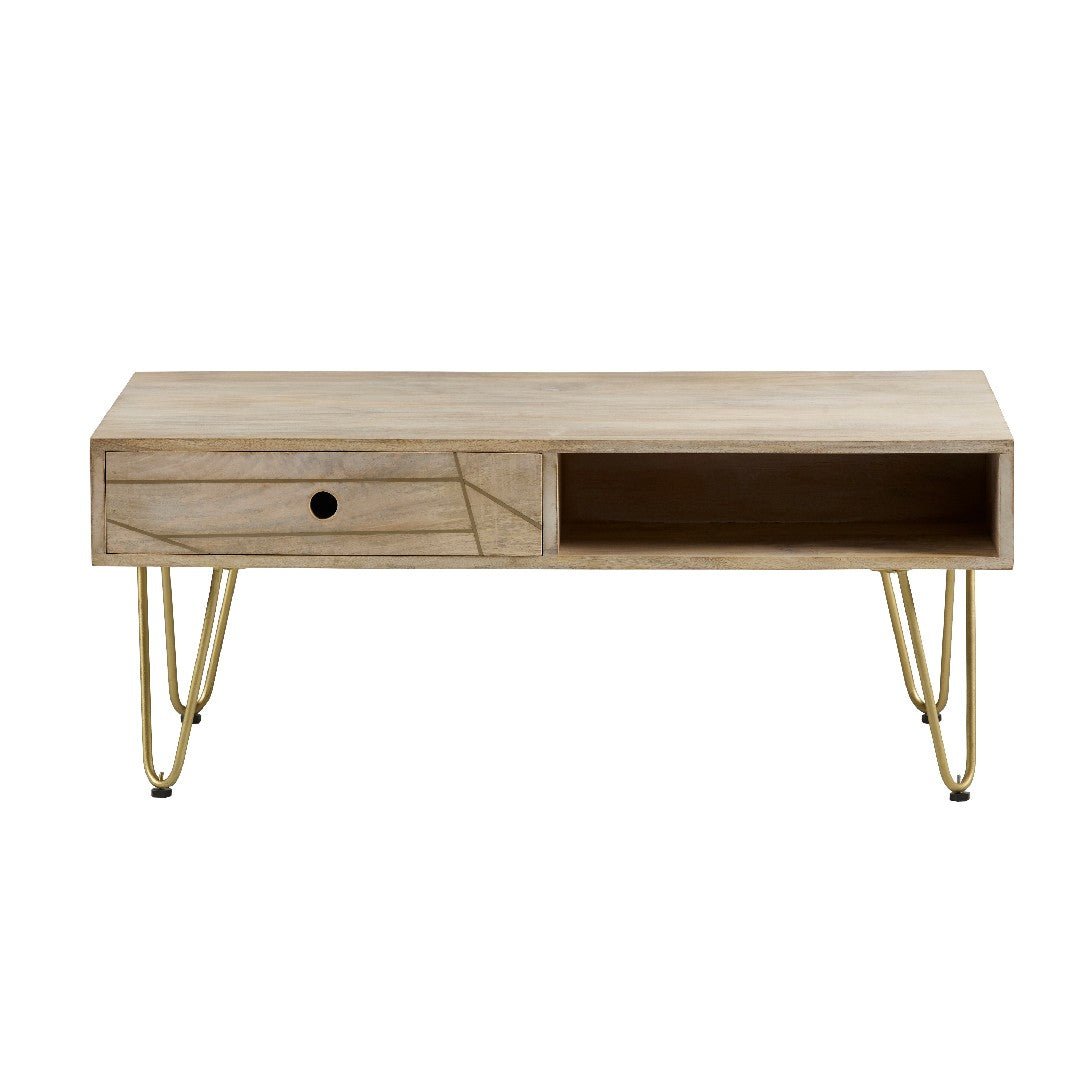 Reclaimed Wood 2 Drawer Coffee Table - Indian Hub