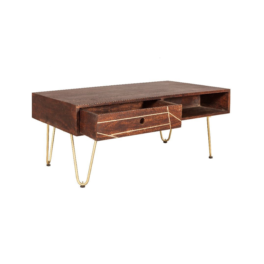 Reclaimed Wood 2 Drawer Coffee Table - Indian Hub