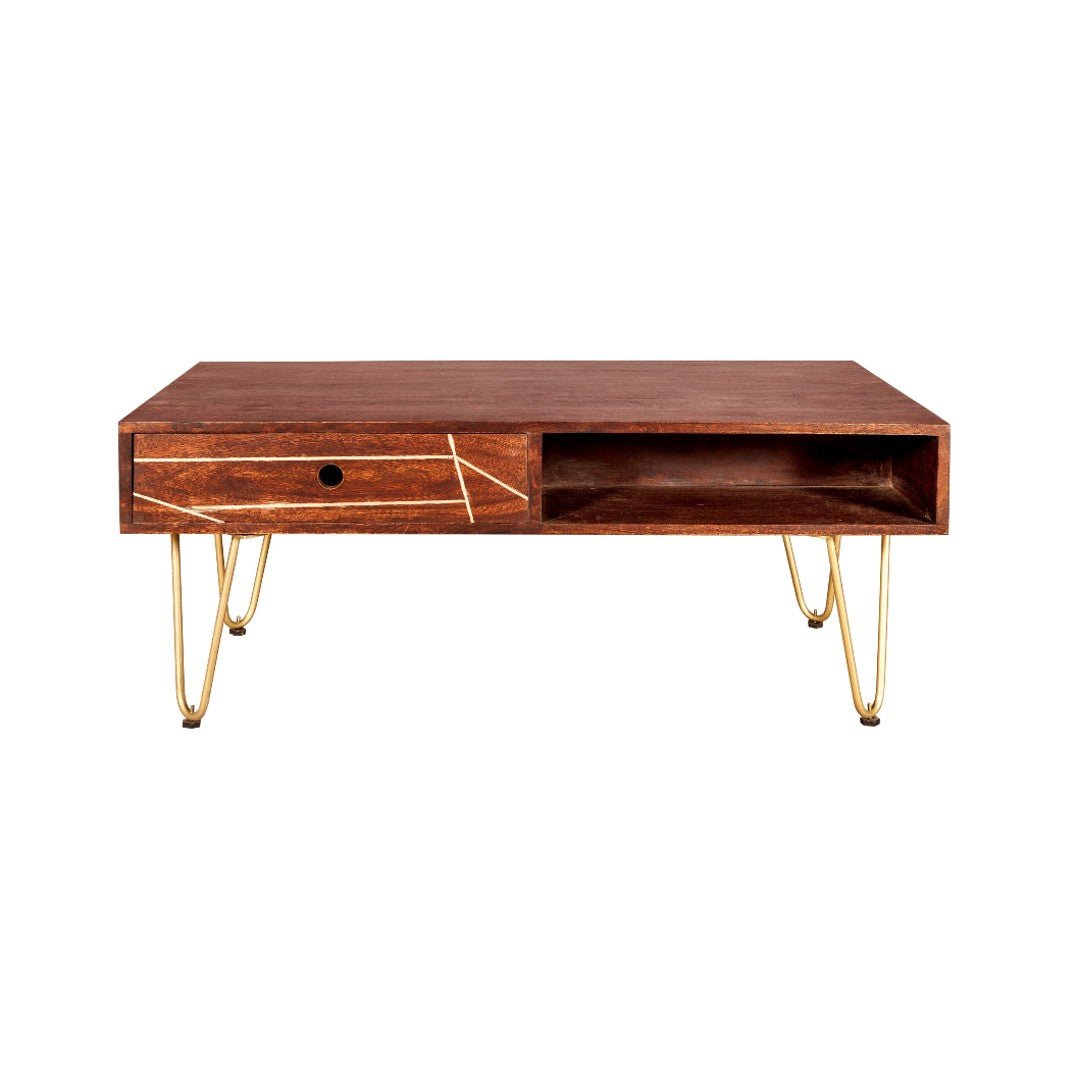 Reclaimed Wood 2 Drawer Coffee Table - Indian Hub
