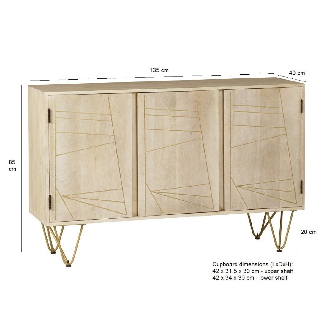 Reclaimed Wood 3 Door Sideboard - Indian Hub