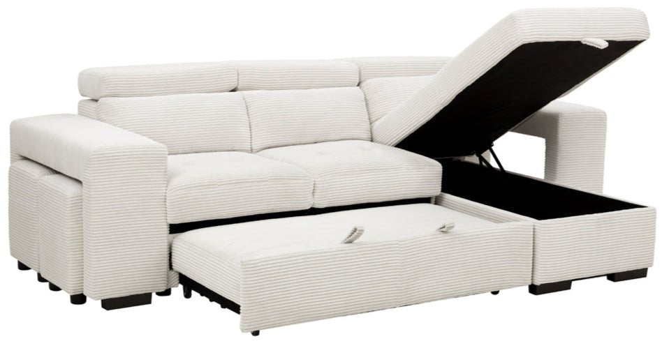 Reilly Jumbo Cord Sofa with Ottoman Chaise and Pull - Out Bed - TGC