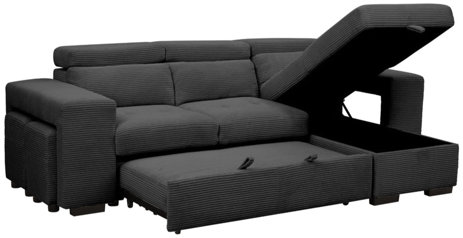 Reilly Jumbo Cord Sofa with Ottoman Chaise and Pull - Out Bed - TGC