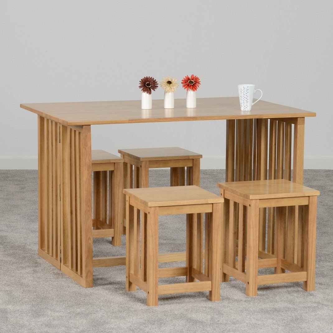 Richmond Foldaway Dining Set with 4 Stools - Seconique