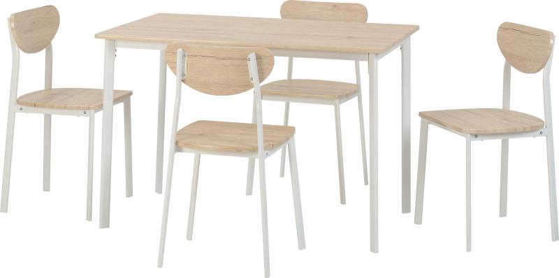 Riley Large Dining Table Set with 4 Chairs - Seconique