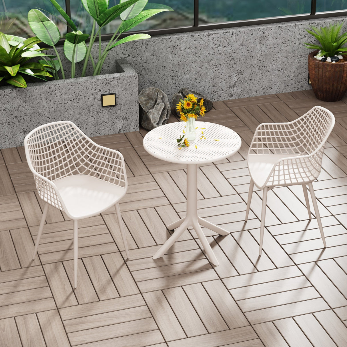 Rimini Lattice 3 Piece Garden Bistro Set Table and Chairs - Core Products